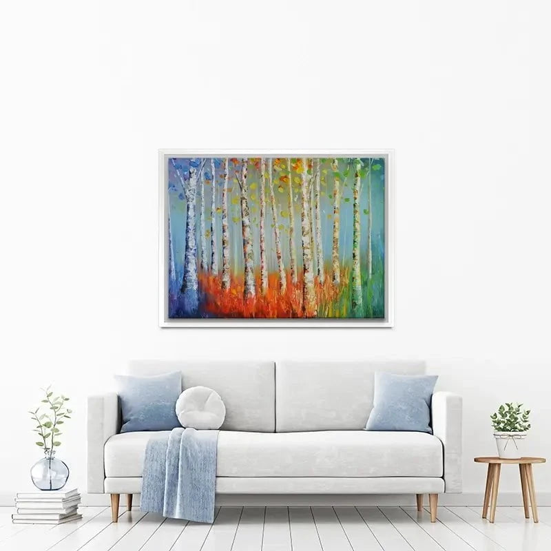Rainbow Tree Trunks Canvas Print Rainbow Tree Trunks Canvas Print wall art product CHENYU ARTS / Shutterstock