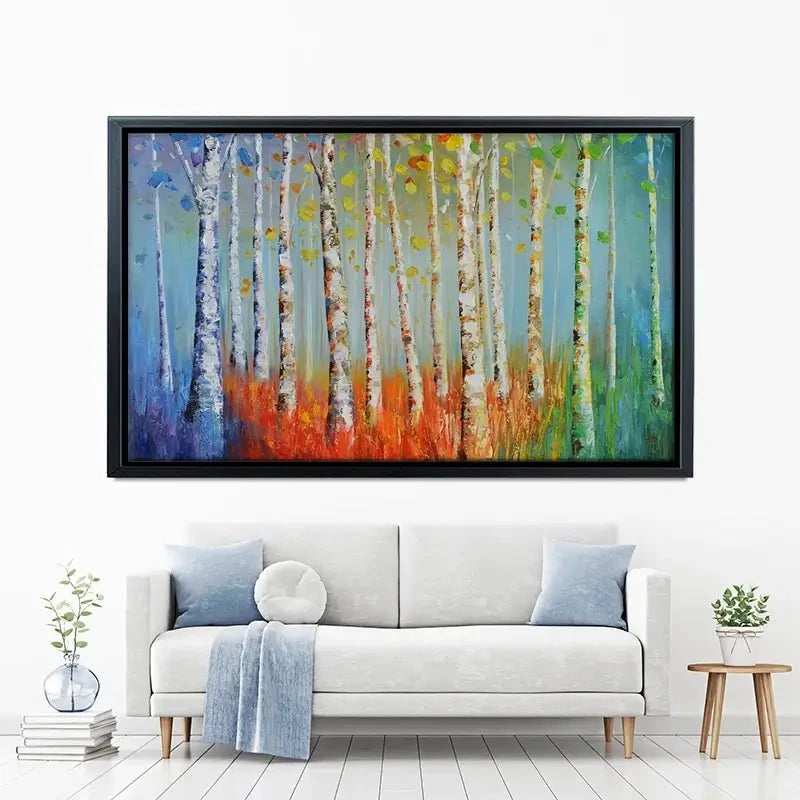 Rainbow Tree Trunks Canvas Print Rainbow Tree Trunks Canvas Print wall art product CHENYU ARTS / Shutterstock