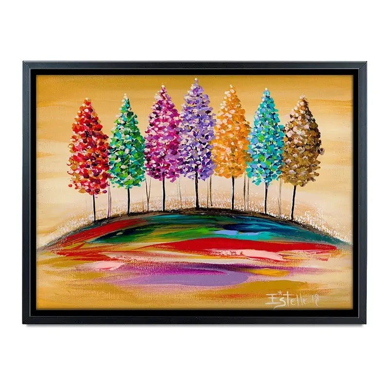 Rainbow Trees On The Hill Canvas Print Rainbow Trees On The Hill Canvas Print wall art product Estelle Grengs - Independent