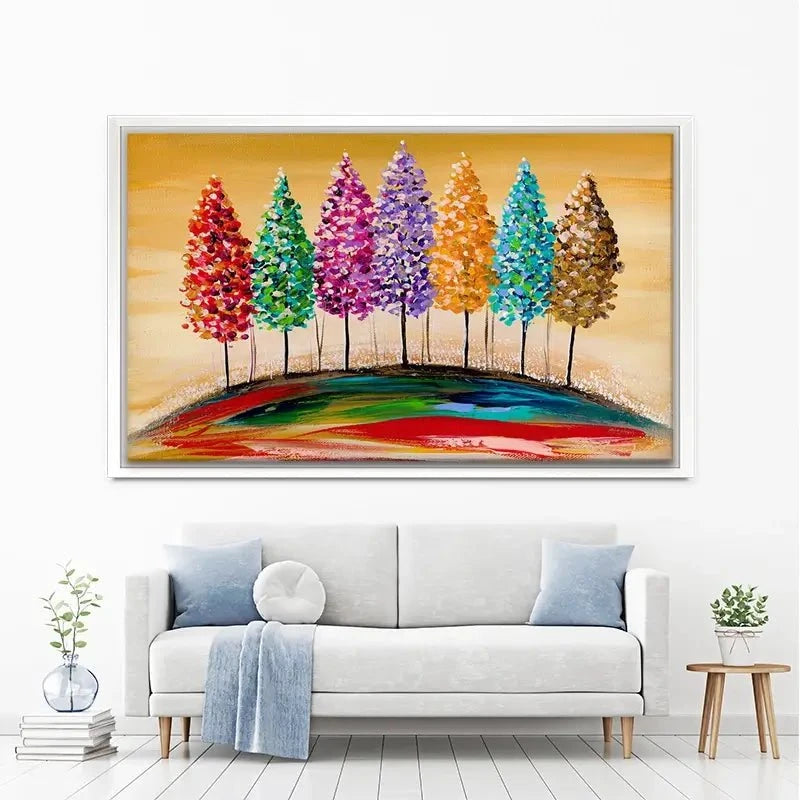 Rainbow Trees On The Hill Canvas Print Rainbow Trees On The Hill Canvas Print wall art product Estelle Grengs - Independent