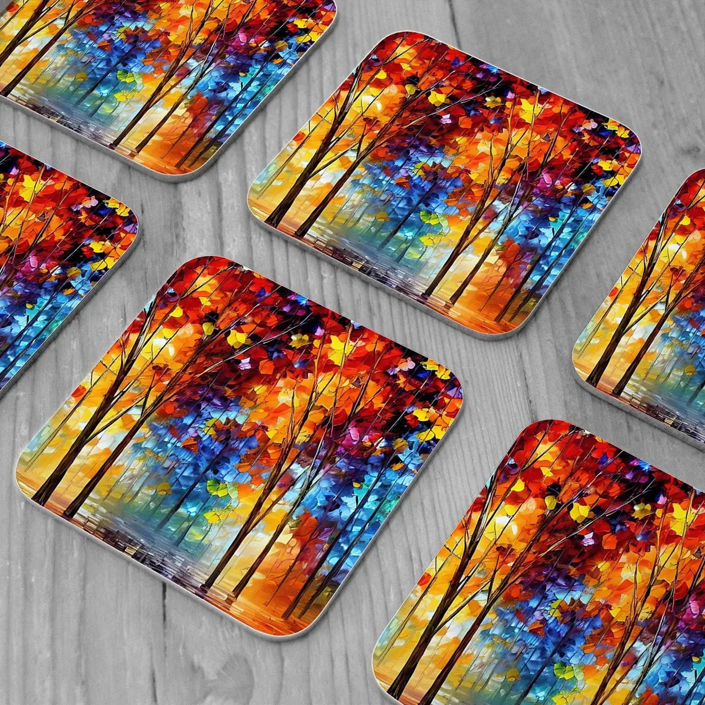 Rainbow Walks Coaster Set Rainbow Soul Tree Coaster Set | Rainbow Soul Tree Art Coasters wall art product Kolokolchi / Shutterstock