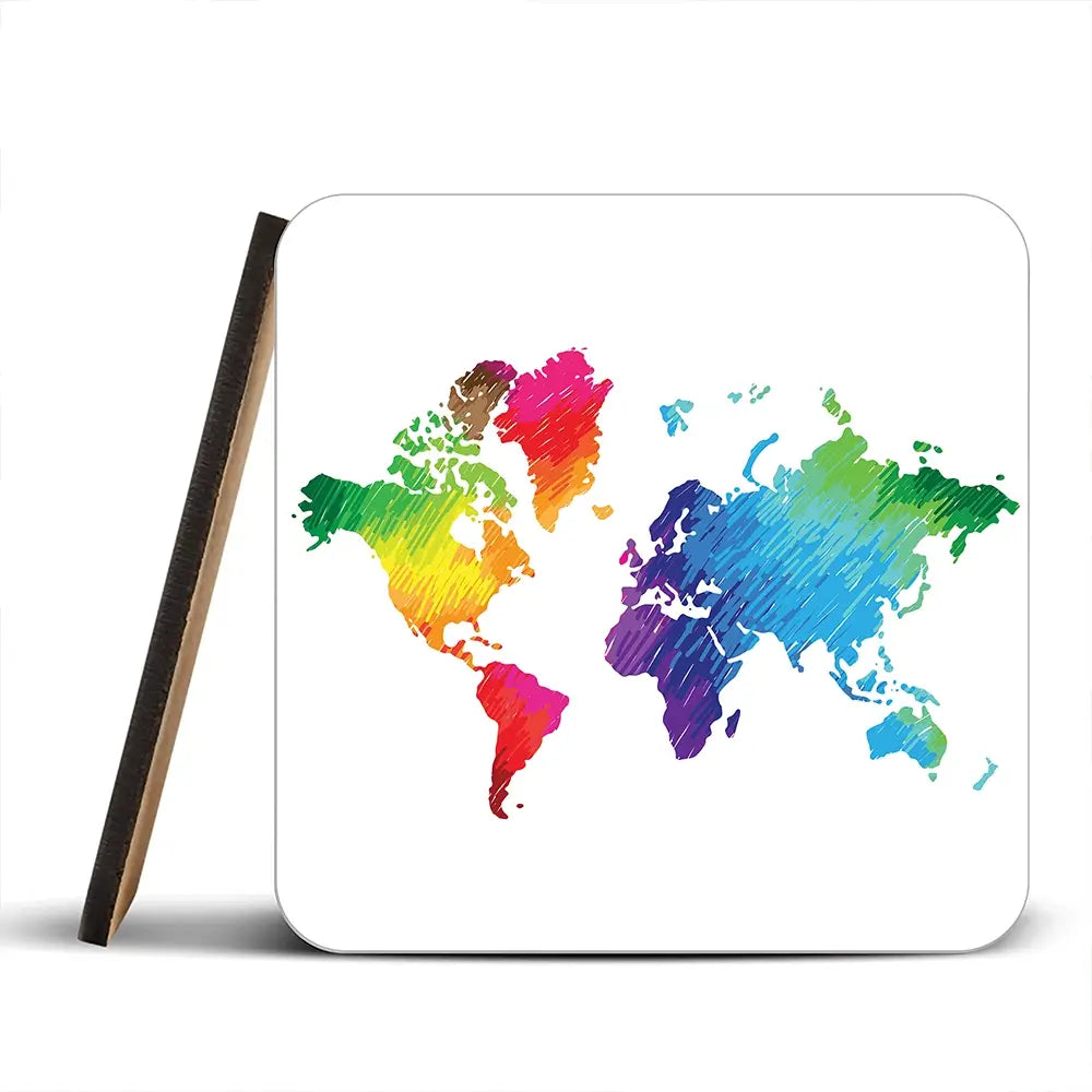 Rainbow World Map Coaster Set Rainbow World Map Coaster Set wall art product Ludmila Meshcheriakova / Shutterstock