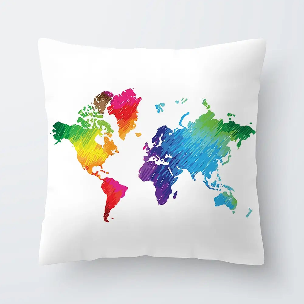 Rainbow World Map Cushion Rainbow World Map Cushion wall art product Ludmila Meshcheriakova / Shutterstock