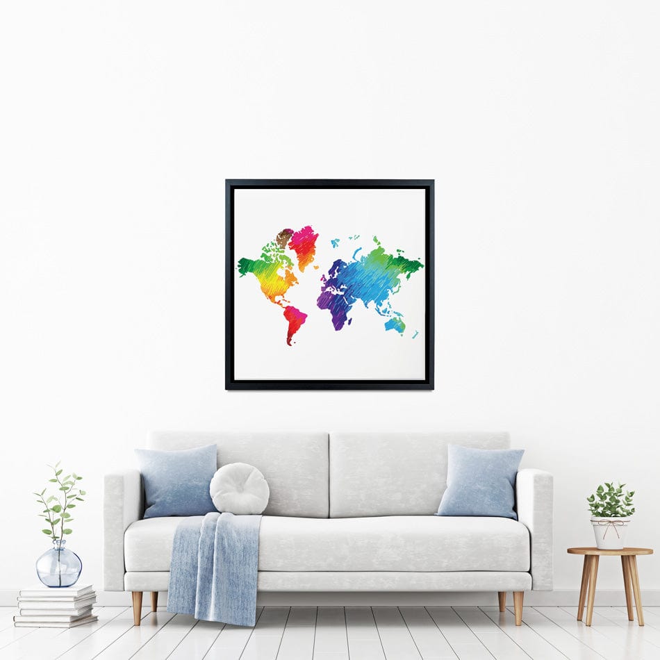 Rainbow World Map Square Canvas Print wall art product Ludmila Meshcheriakova / Shutterstock