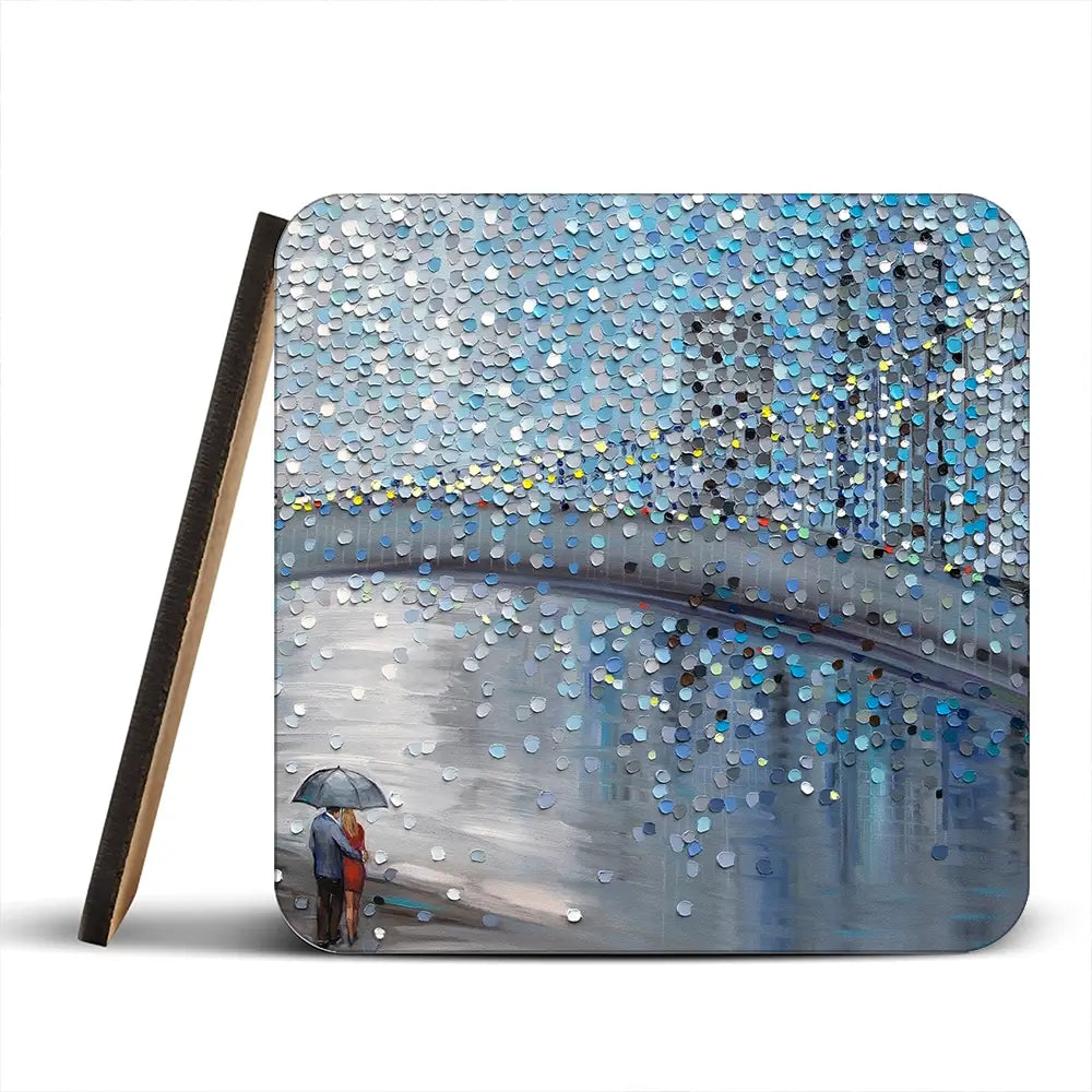 Rainy Date With The Bridge View Coaster Set Rainbow Soul Tree Coaster Set | Rainbow Soul Tree Art Coasters wall art product Ekaterina Ermilkina