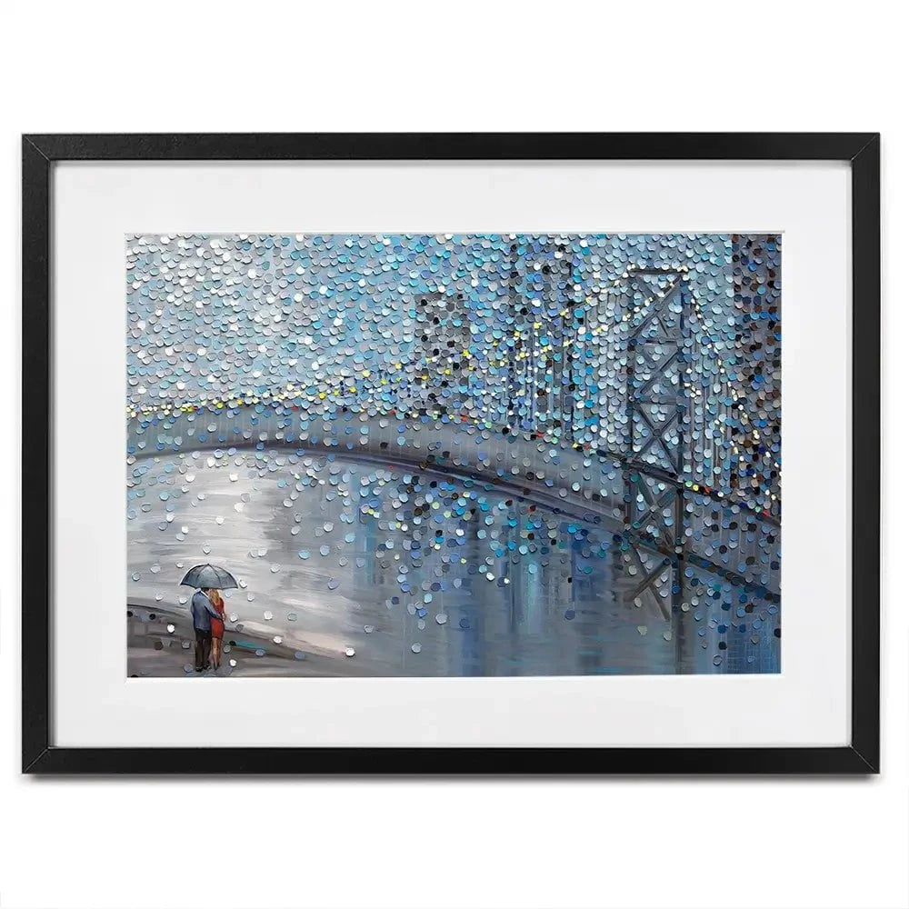 Rainy Date With The Bridge View Framed Art Print Rainy Date With The Bridge View Framed Art Print wall art product Ekaterina Ermilkina