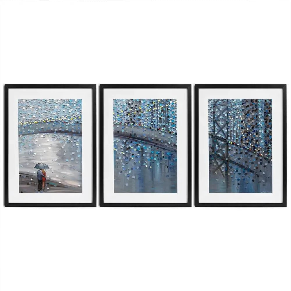 Rainy Date With The Bridge View Framed Art Print Trio Rainy Date With The Bridge View Framed Art Print Trio wall art product Ekaterina Ermilkina