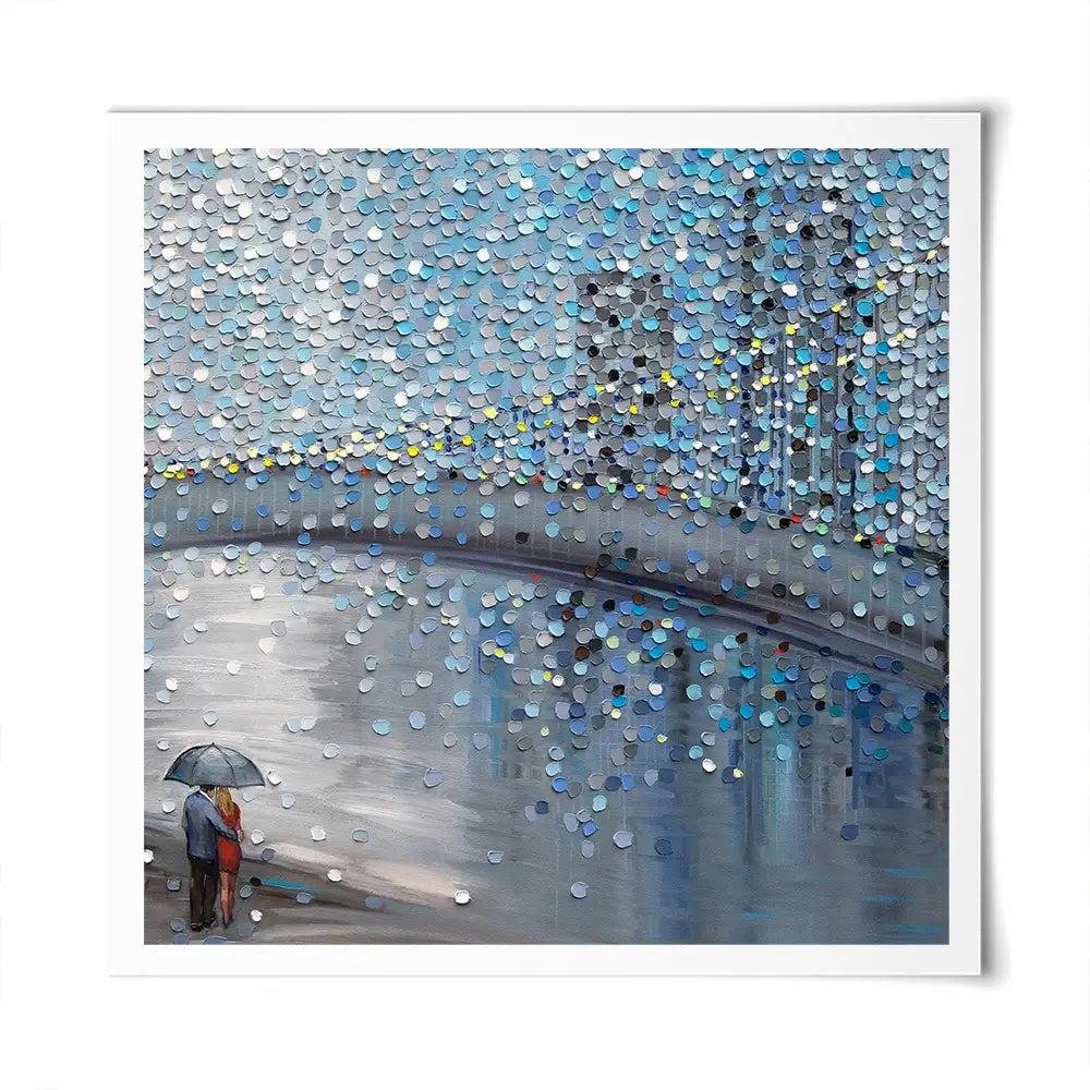 Rainy Date With The Bridge View Square Art Print Rainy Date With The Bridge View Square Art Print wall art product Ekaterina Ermilkina