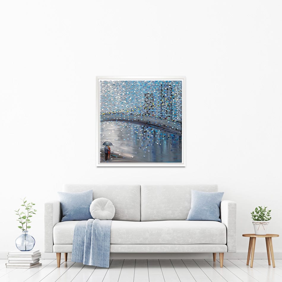 Rainy Date With The Bridge View Square Canvas Print wall art product Ekaterina Ermilkina / Independent