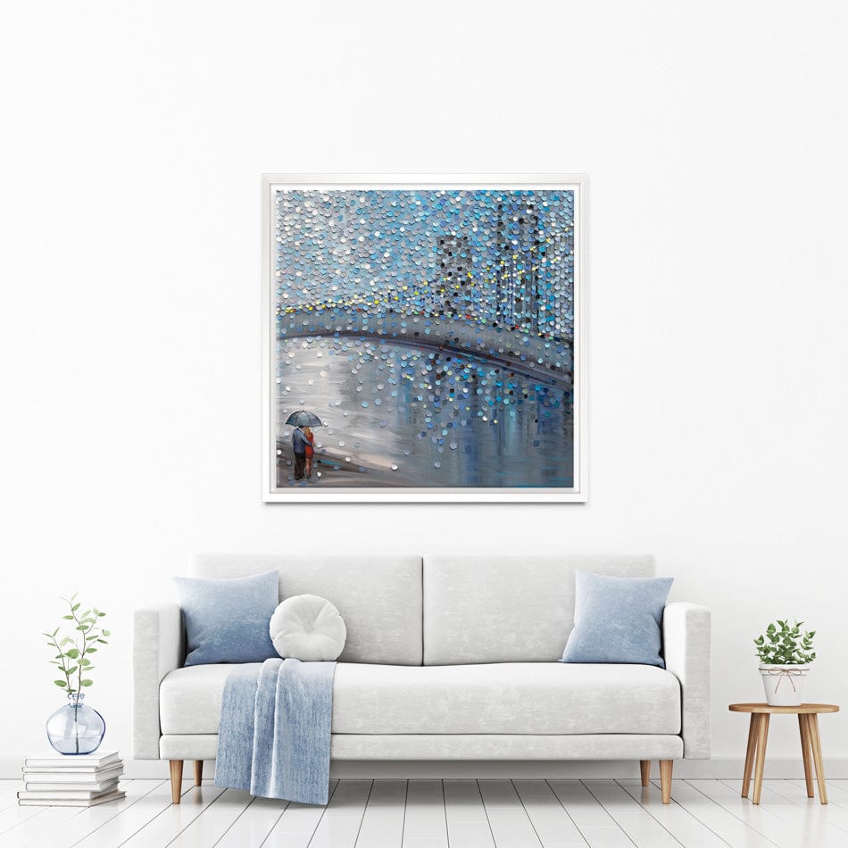 Rainy Date With The Bridge View Square Canvas Print wall art product Ekaterina Ermilkina / Independent
