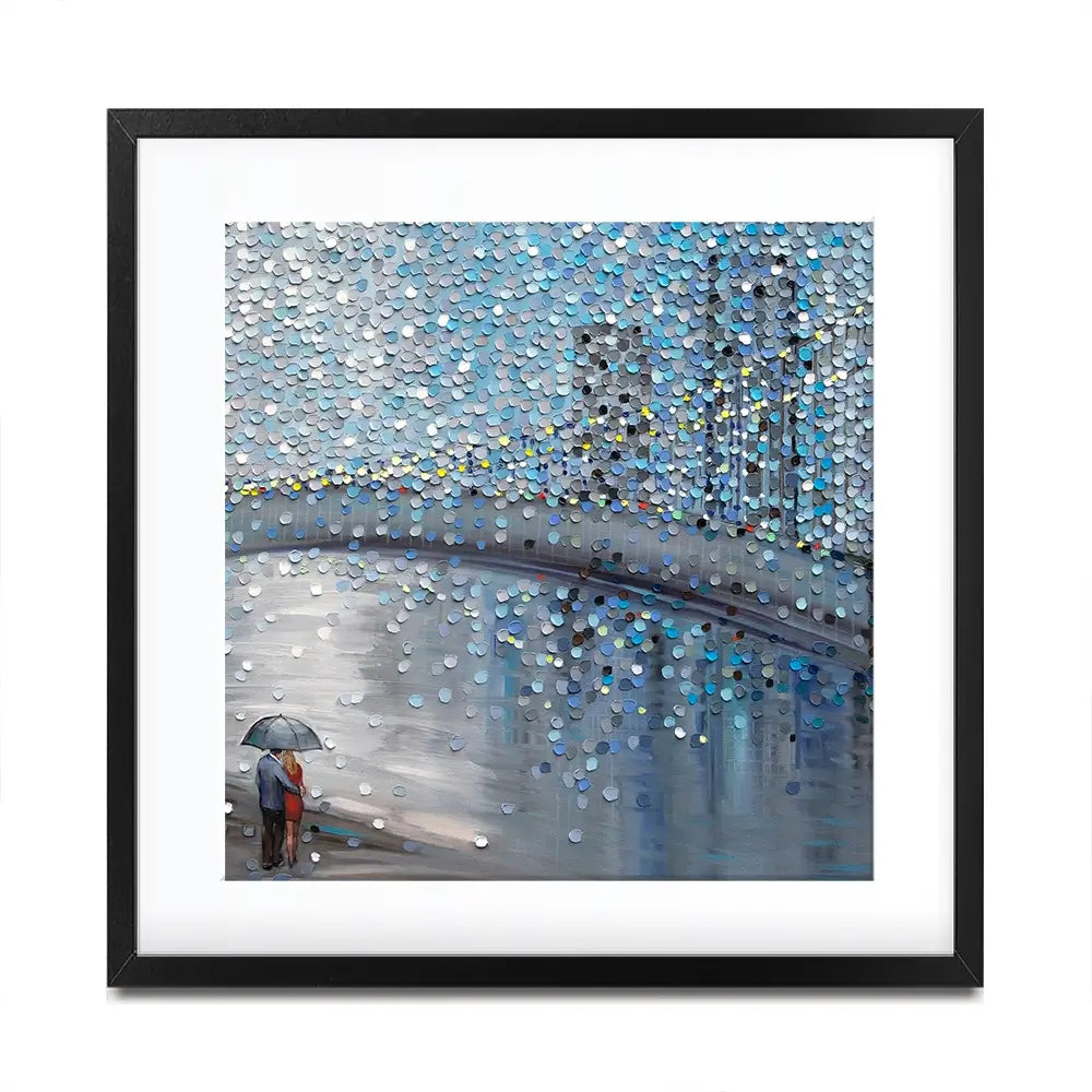 Rainy Date With The Bridge View Square Framed Art Print Rainy Date With The Bridge View Square Framed Art Print wall art product Ekaterina Ermilkina