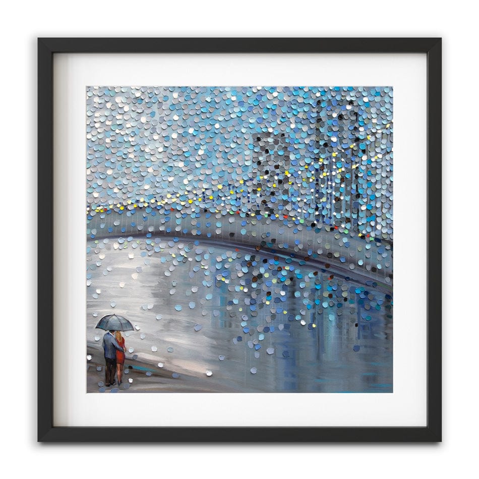 Rainy Date With The Bridge View Square Framed Art Print wall art product Ekaterina Ermilkina / Independent