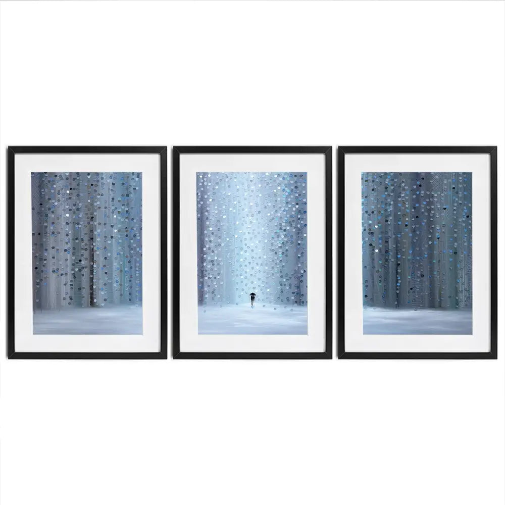 Rainy Stroll Framed Art Print Trio Rainy Stroll Framed Art Print Trio wall art product Ekaterina Ermilkina