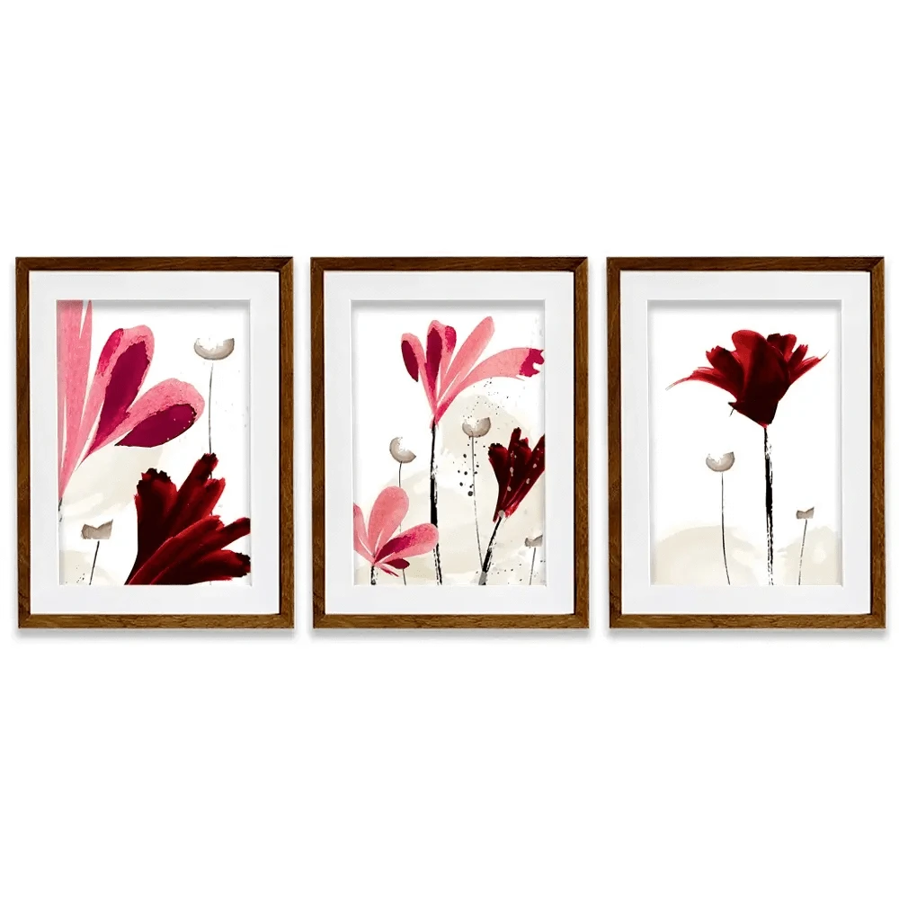 Red And Pink Flowers Framed Art Print Trio Red And Pink Flowers Framed Art Print Trio wall art product Mohammadreza Zeidabadi / Shutterstock