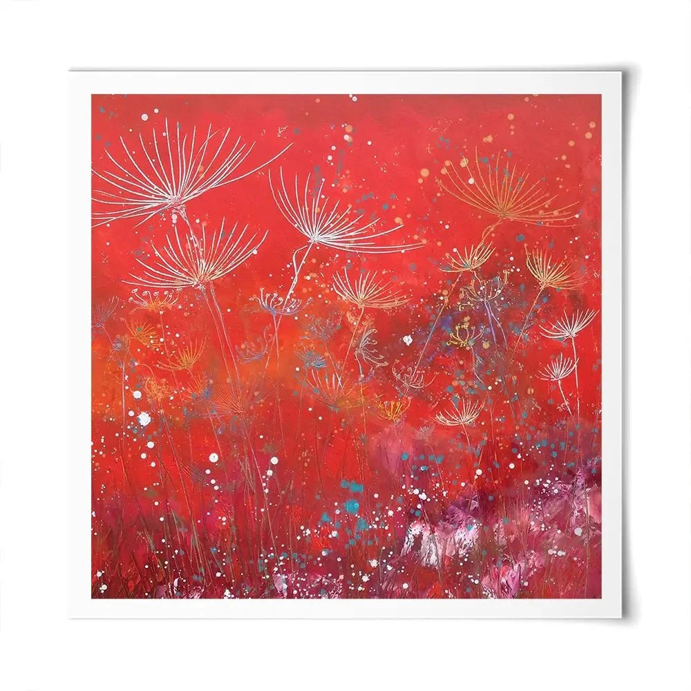 Red Dandelion Dance Square Art Print Red Dandelion Dance Square Art Print wall art product Laure Bury