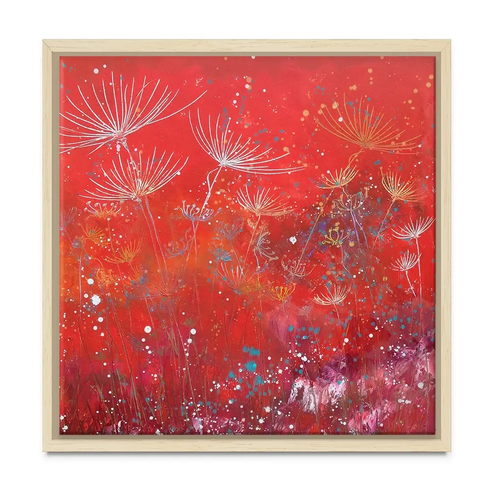 Red Dandelion Dance Square Canvas Print Red Dandelion Dance Square Canvas Print wall art product Laure Bury