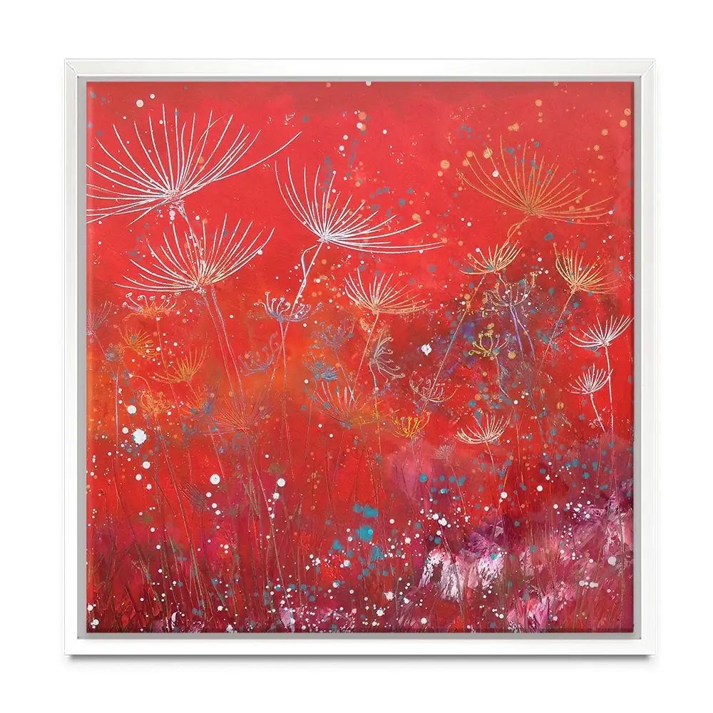 Red Dandelion Dance Square Canvas Print Red Dandelion Dance Square Canvas Print wall art product Laure Bury
