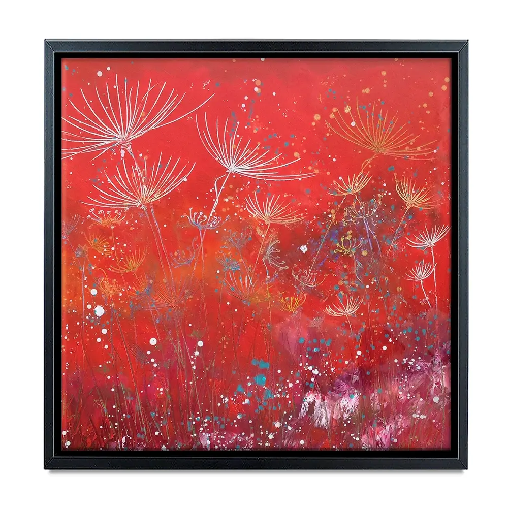 Red Dandelion Dance Square Canvas Print Red Dandelion Dance Square Canvas Print wall art product Laure Bury