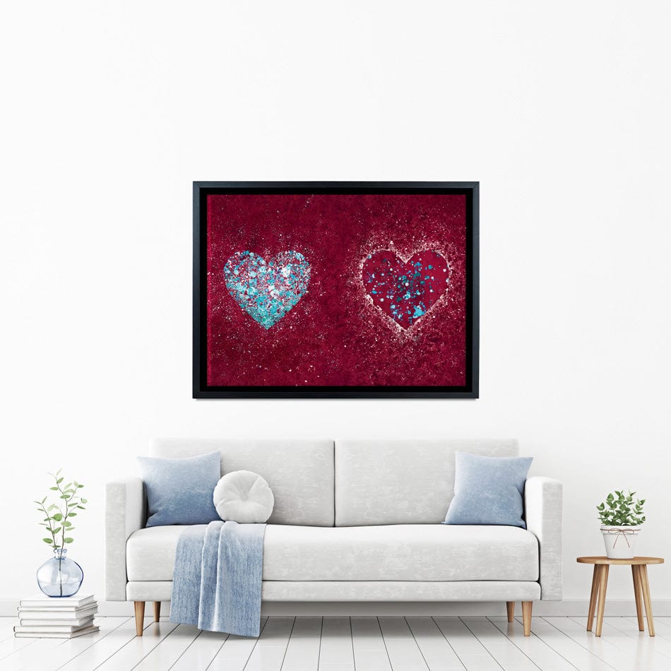 Red Hearts Splatter Canvas Print wall art product J Tonges