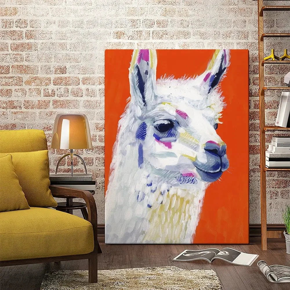 Red Llama Party Canvas Print Red Llama Party Canvas Print wall art product Victoria Borges