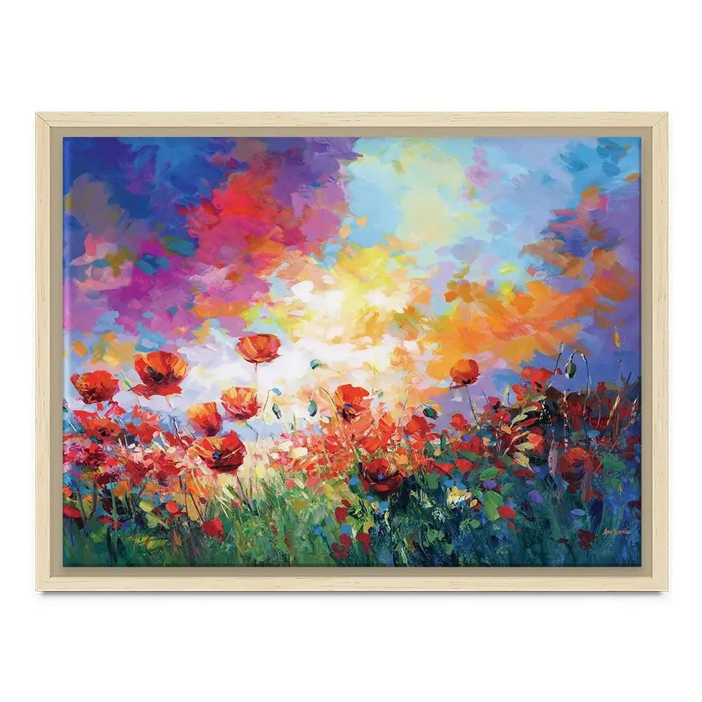 Red Poppy Flower Field At Sunset Canvas Print Red Poppy Flower Field At Sunset Canvas Print wall art product Leon Devenice