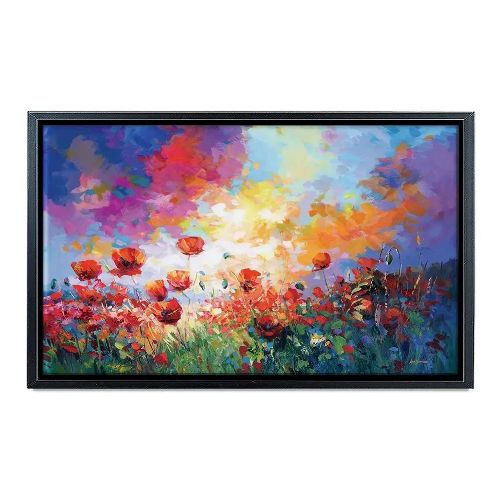 Red Poppy Flower Field At Sunset Canvas Print Red Poppy Flower Field At Sunset Canvas Print wall art product Leon Devenice