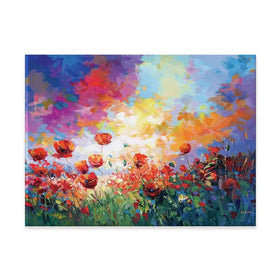 Red Poppy Flower Field At Sunset Canvas Print Red Poppy Flower Field At Sunset Canvas Print wall art product Leon Devenice