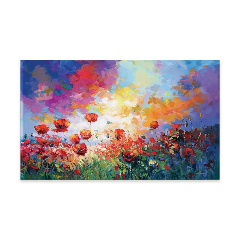 Red Poppy Flower Field At Sunset Canvas Print Red Poppy Flower Field At Sunset Canvas Print wall art product Leon Devenice