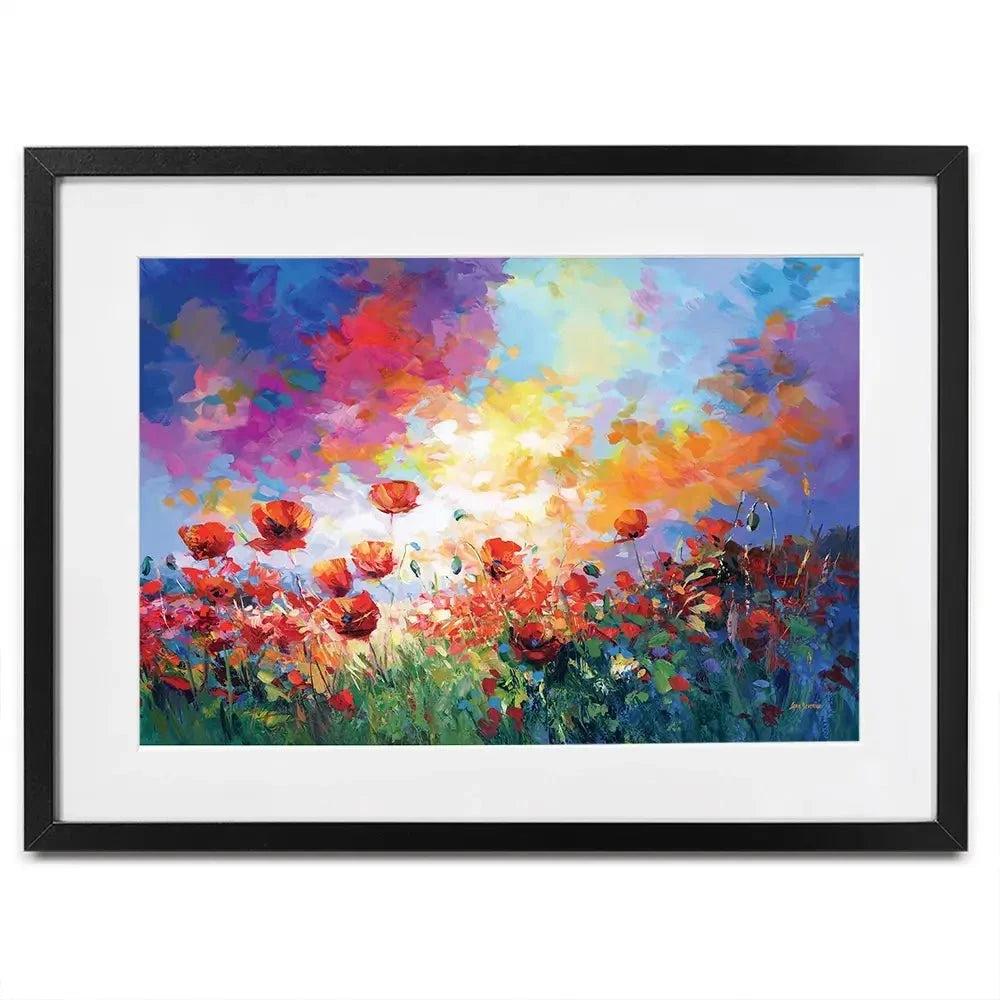 Red Poppy Flower Field At Sunset Framed Art Print Red Poppy Flower Field At Sunset Framed Art Print wall art product Leon Devenice