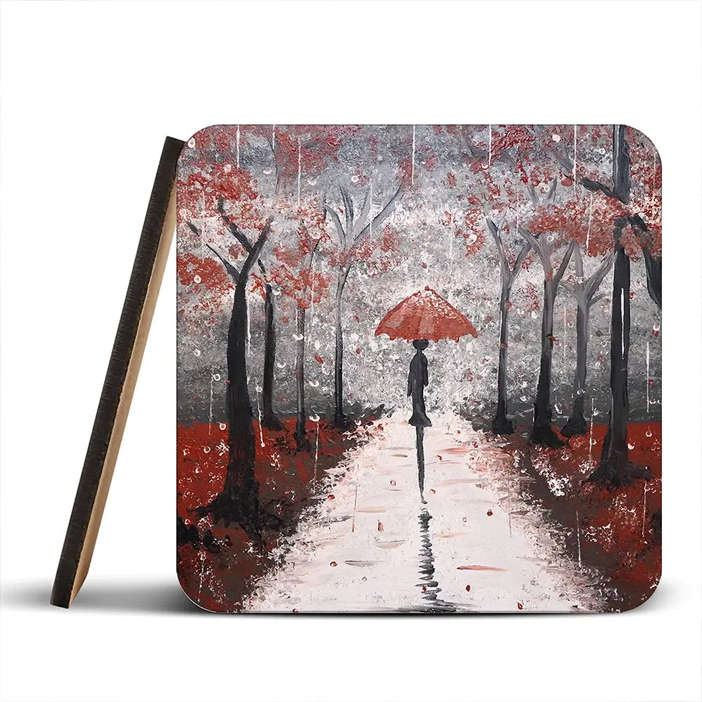 Red Rainy Day Coaster Set Red Rainy Day Coaster Set wall art product Tanya Stone / Shutterstock
