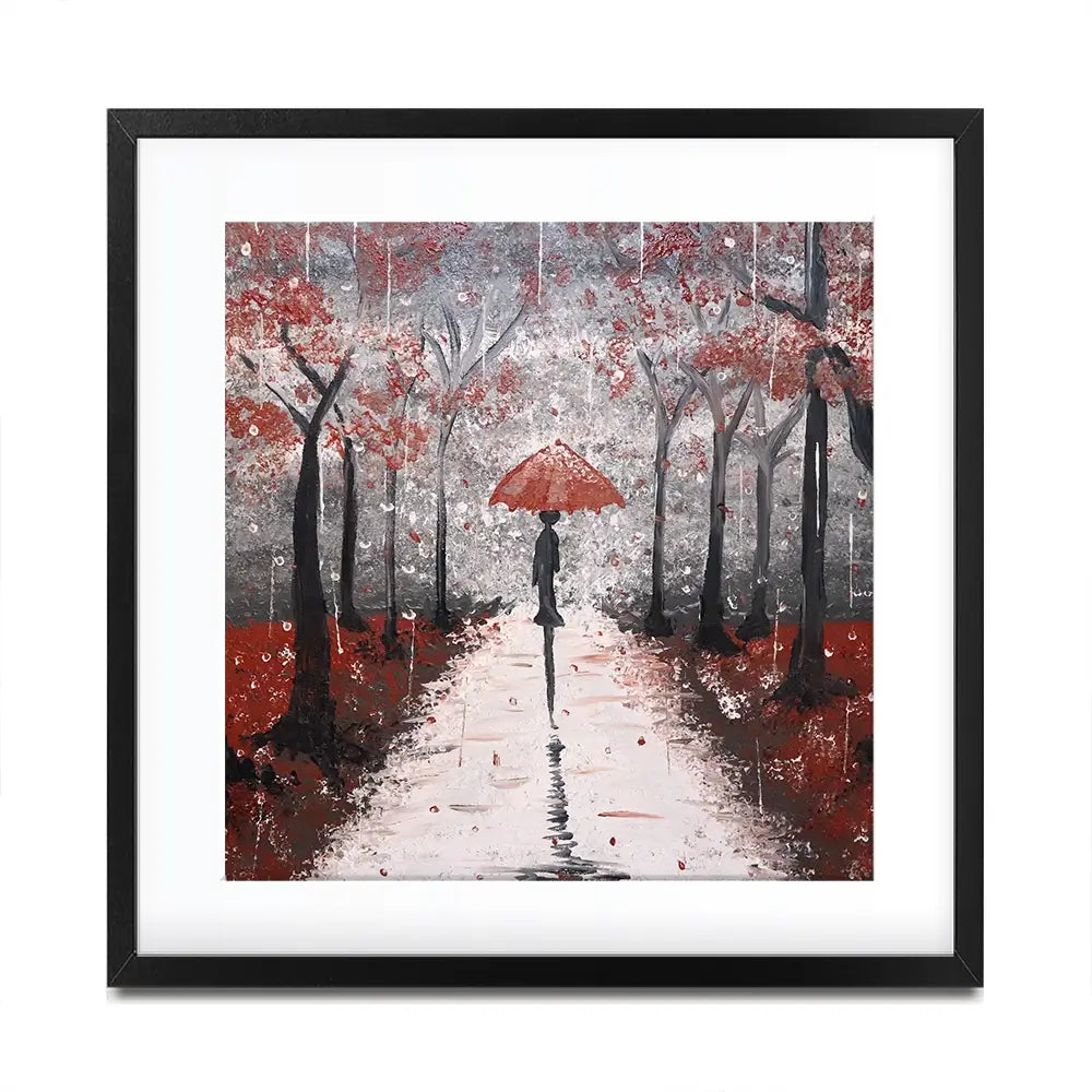 Red Rainy Day Square Framed Art Print Red Rainy Day Square Framed Art Print wall art product Tanya Stone / Shutterstock