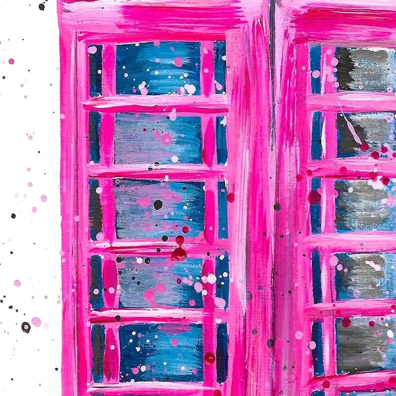 Retro Pink Telephone Box Canvas Print Retro Pink Telephone Box Canvas Print wall art product Emma LC Art