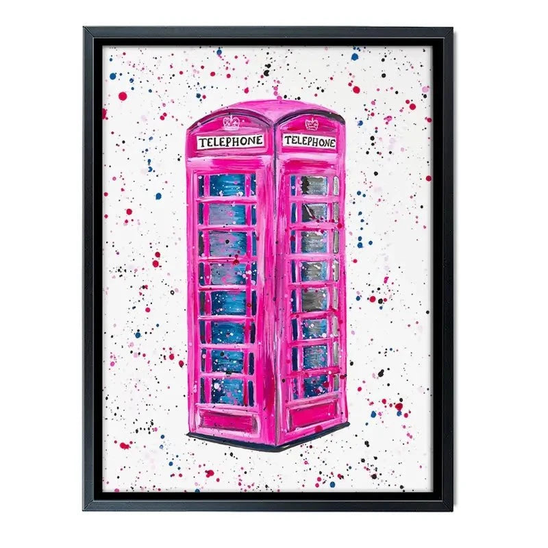 Retro Pink Telephone Box Canvas Print Retro Pink Telephone Box Canvas Print wall art product Emma LC Art