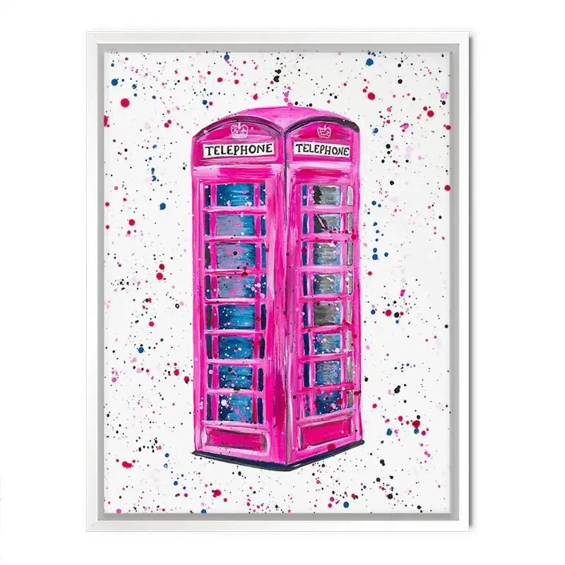 Retro Pink Telephone Box Canvas Print Retro Pink Telephone Box Canvas Print wall art product Emma LC Art