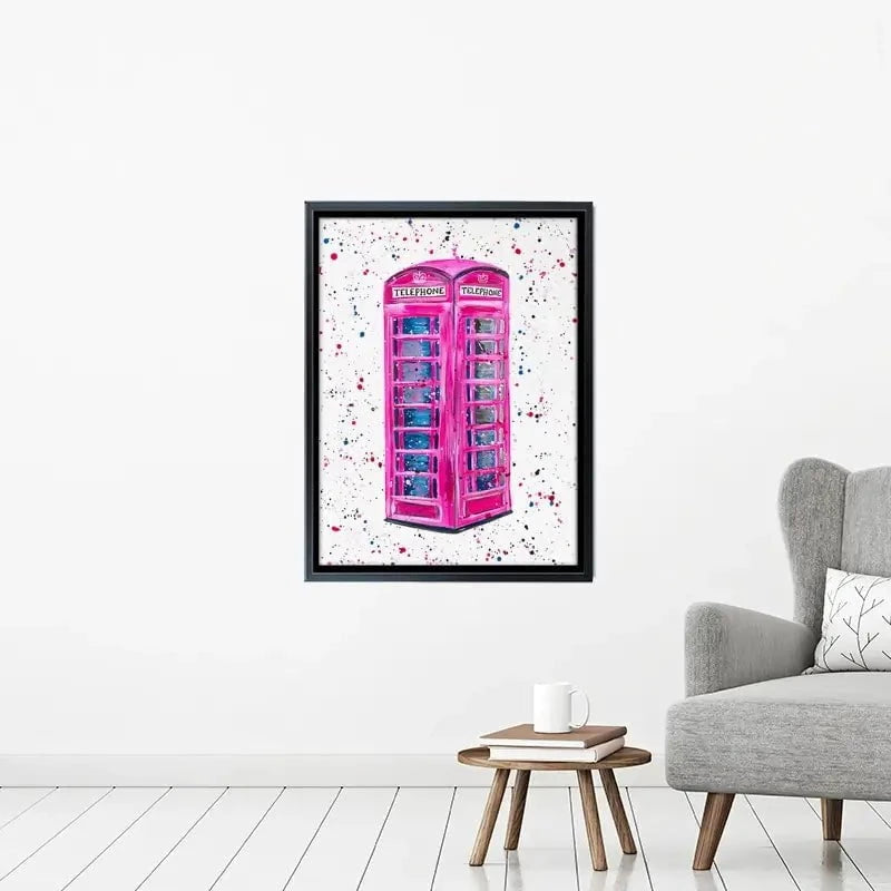 Retro Pink Telephone Box Canvas Print Retro Pink Telephone Box Canvas Print wall art product Emma LC Art