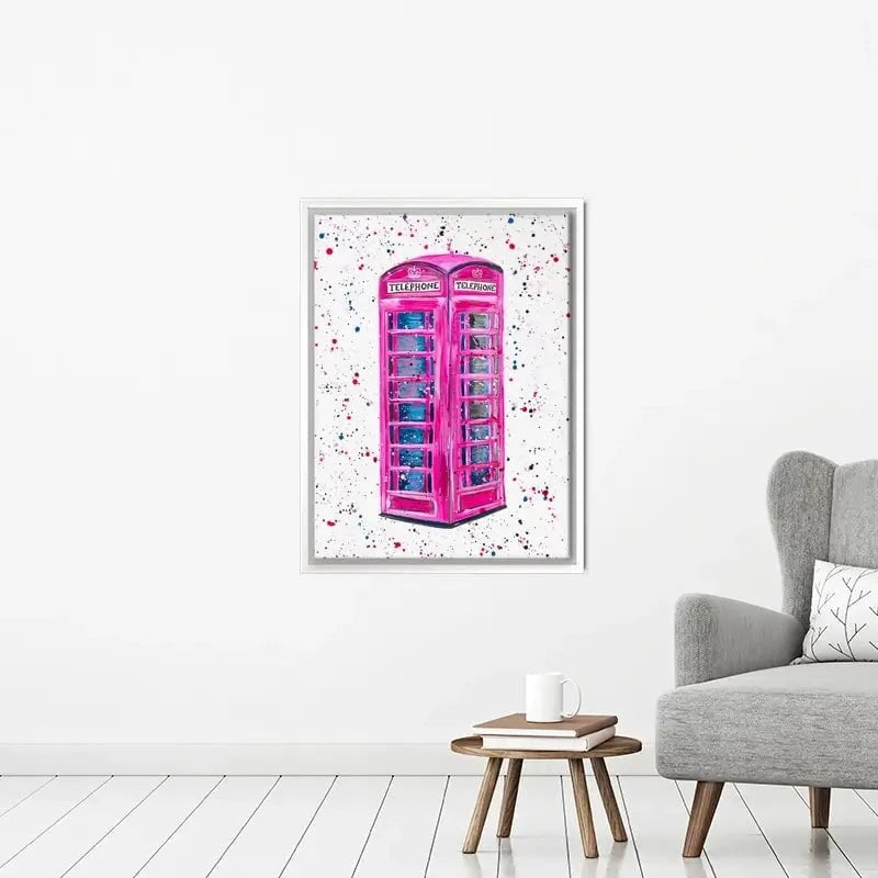 Retro Pink Telephone Box Canvas Print Retro Pink Telephone Box Canvas Print wall art product Emma LC Art