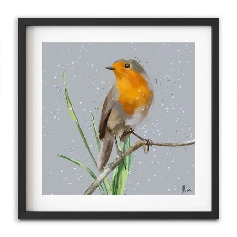 Robin In The Snow Framed Art Print Robin In The Snow Framed Art Print wall art product Aimee Linzi