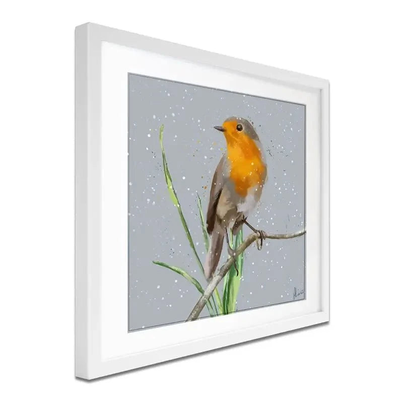 Robin In The Snow Framed Art Print Robin In The Snow Framed Art Print wall art product Aimee Linzi