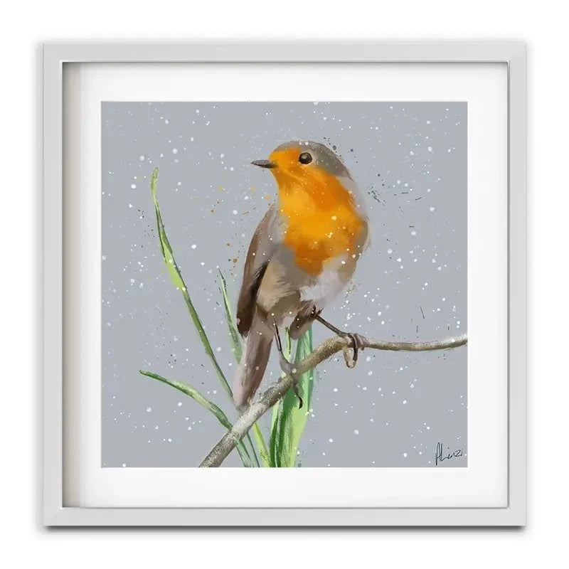 Robin In The Snow Framed Art Print Robin In The Snow Framed Art Print wall art product Aimee Linzi