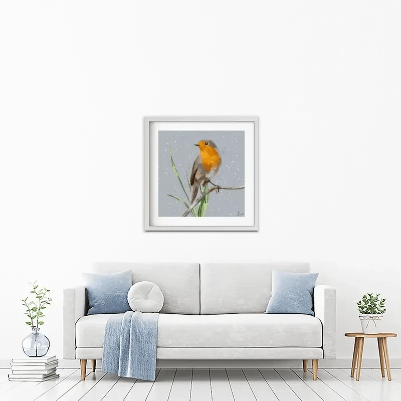 Robin In The Snow Framed Art Print Robin In The Snow Framed Art Print wall art product Aimee Linzi