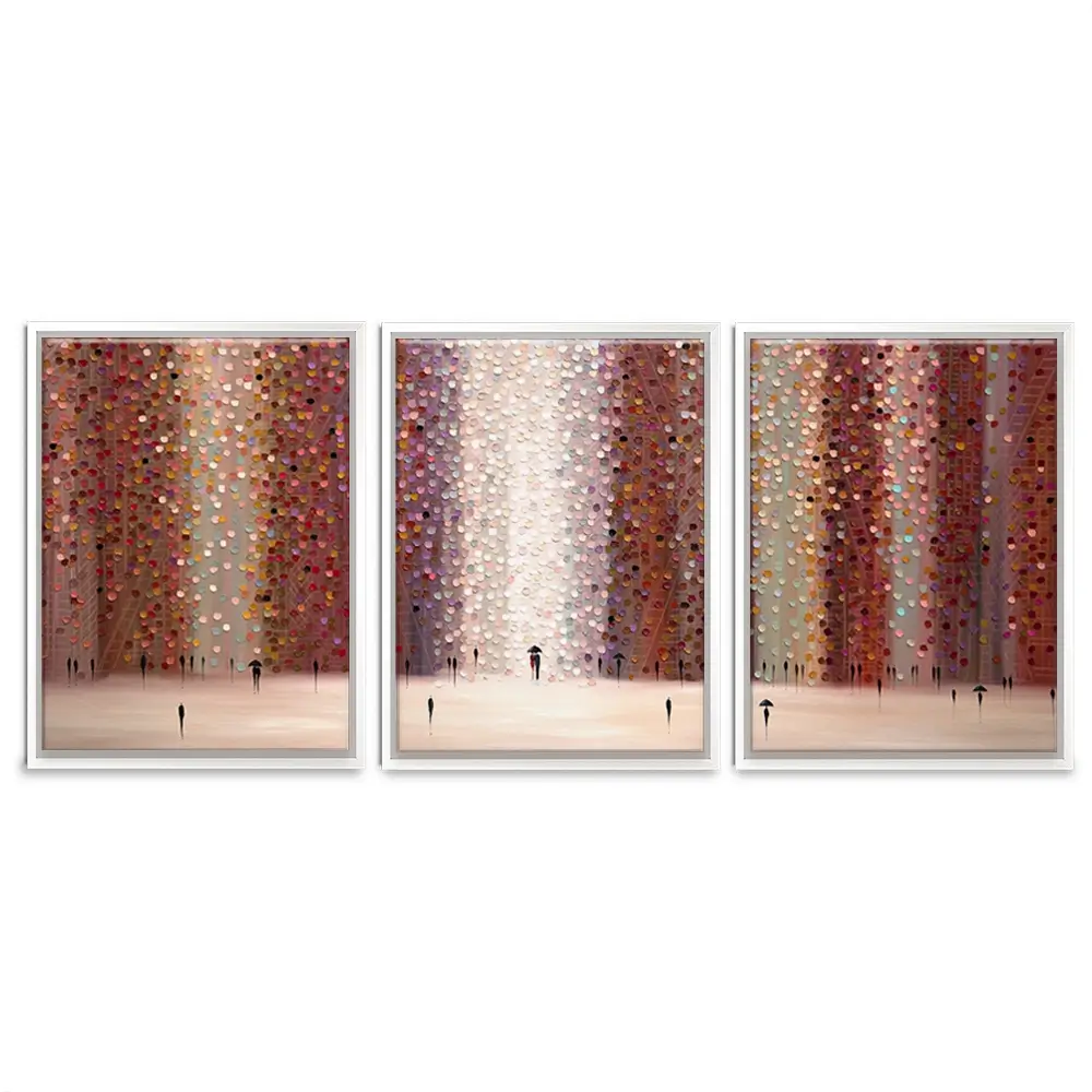 Romance And Rain Trio Canvas Print Romance And Rain Trio Canvas Print | Triptych Artwork wall art product Ekaterina Ermilkina