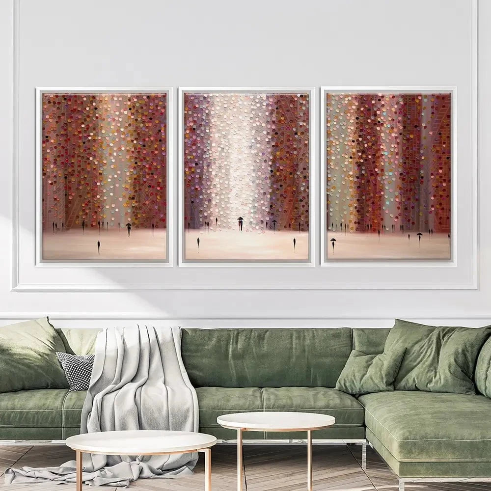 Romance And Rain Trio Canvas Print Romance And Rain Trio Canvas Print | Triptych Artwork wall art product Ekaterina Ermilkina