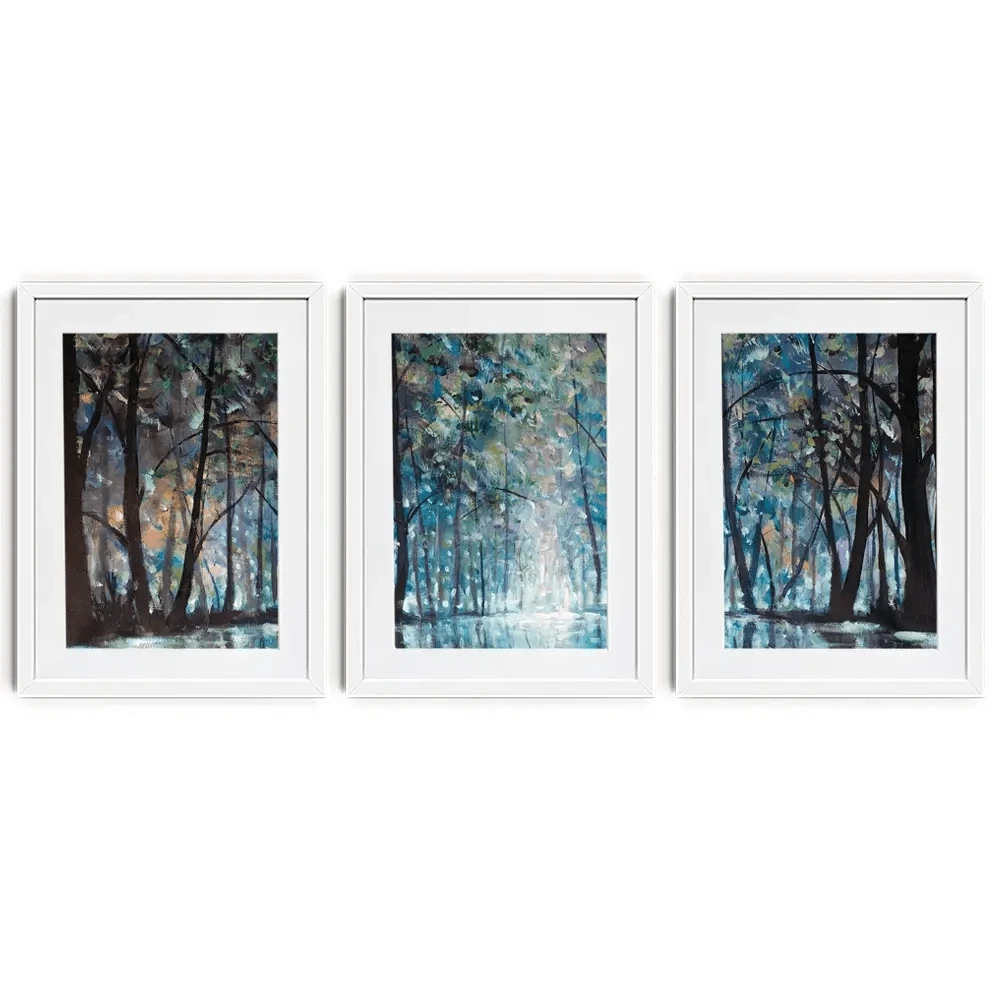 Romantic Rainy Blue Framed Art Print Trio Romantic Rainy Blue Framed Art Print Trio wall art product Valery Rybakow / Shutterstock