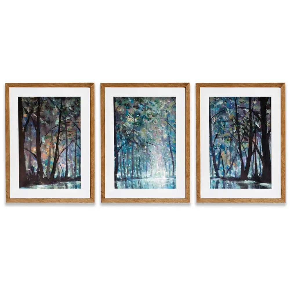 Romantic Rainy Blue Framed Art Print Trio Romantic Rainy Blue Framed Art Print Trio wall art product Valery Rybakow / Shutterstock