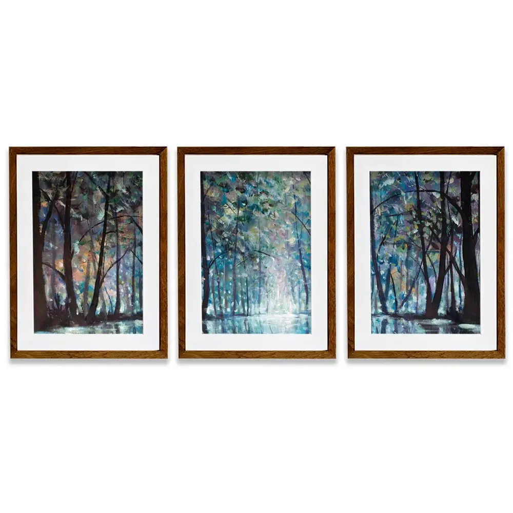 Romantic Rainy Blue Framed Art Print Trio Romantic Rainy Blue Framed Art Print Trio wall art product Valery Rybakow / Shutterstock