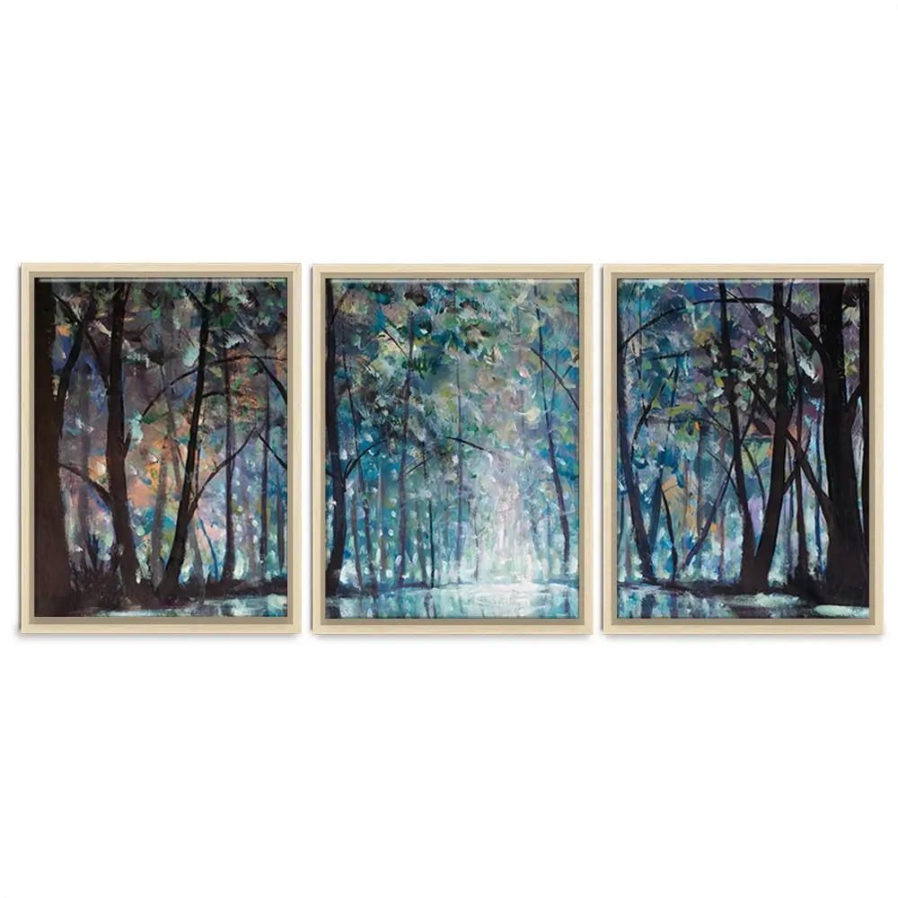 Romantic Rainy Blue Trio Canvas Print Romantic Rainy Blue Trio Canvas Print wall art product Valery Rybakow / Shutterstock