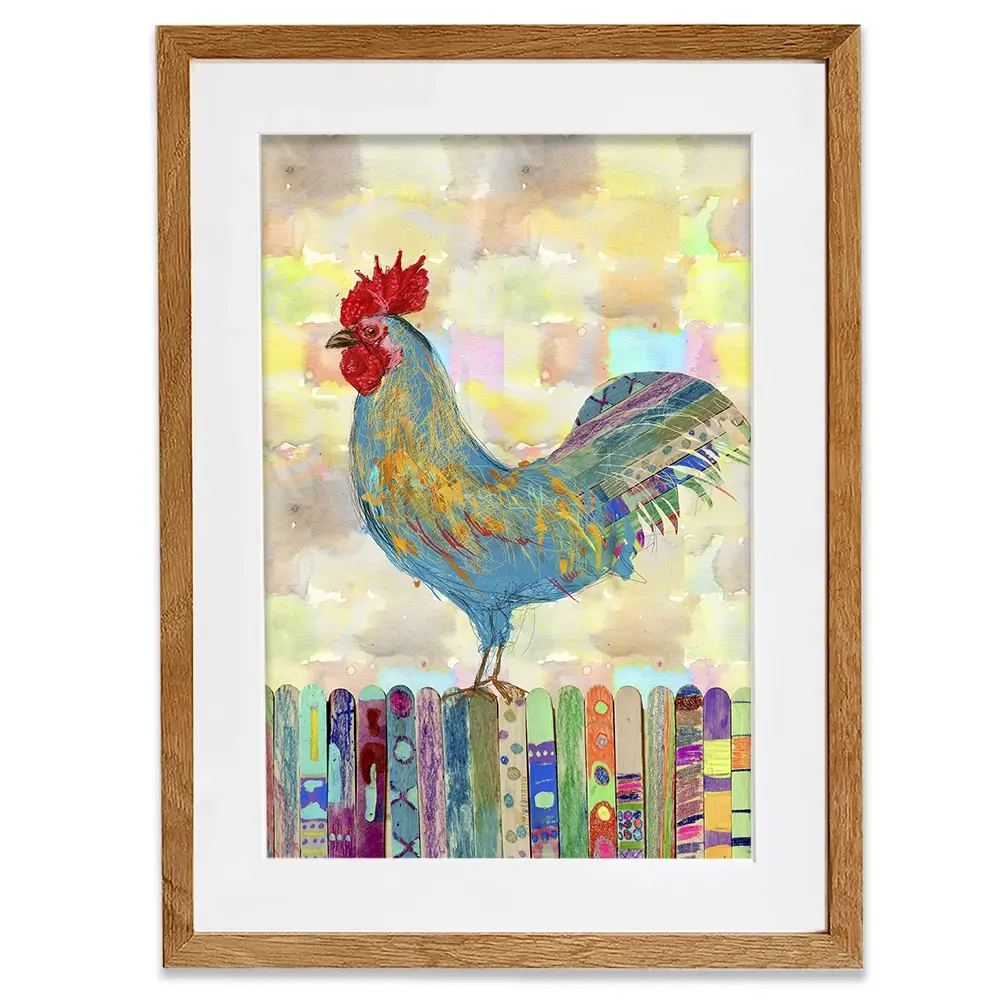 Rooster On A Fence Framed Art Print Rooster On A Fence Framed Art Print wall art product Ingrid Blixt