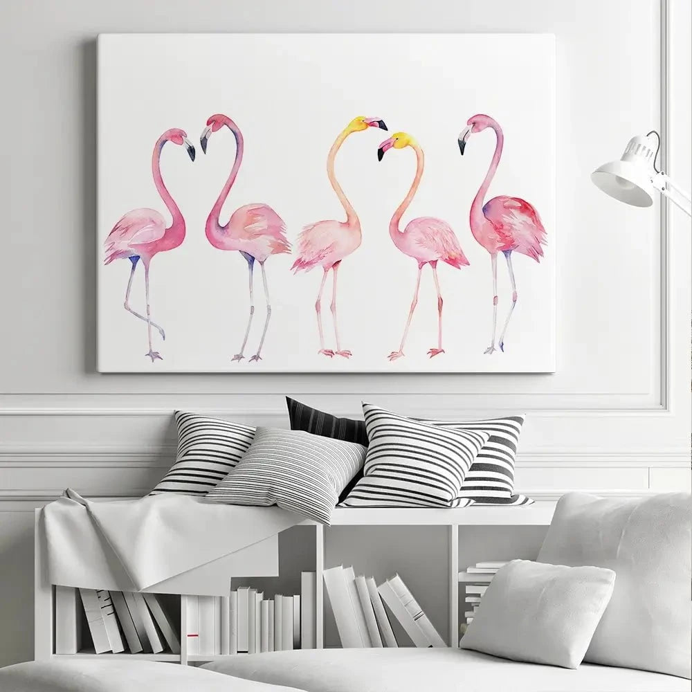 Row Of Flamingos Canvas Print Row Of Flamingos Canvas Print wall art product Naticka / Shutterstock