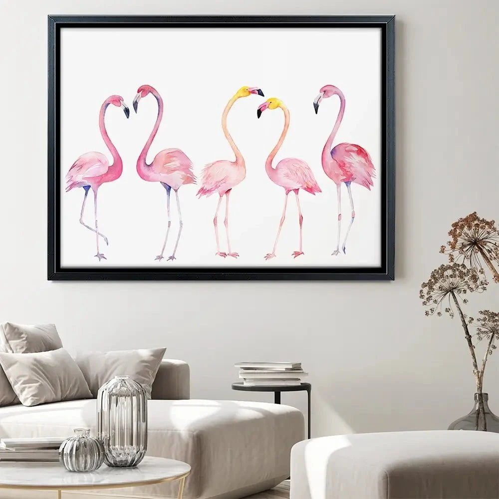 Row Of Flamingos Canvas Print Row Of Flamingos Canvas Print wall art product Naticka / Shutterstock