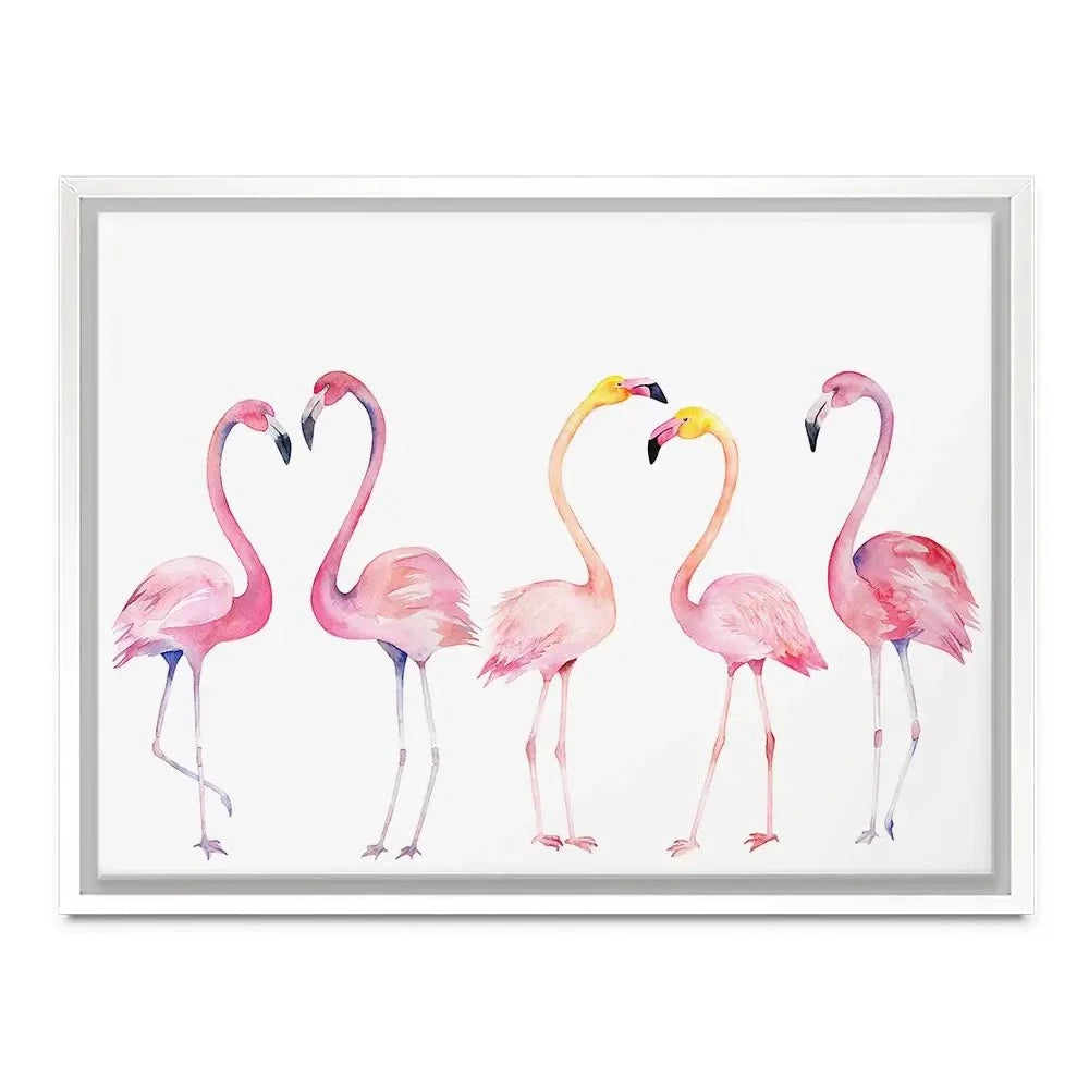 Row Of Flamingos Canvas Print Row Of Flamingos Canvas Print wall art product Naticka / Shutterstock